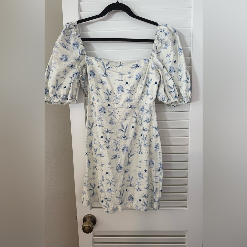 Shore Blue and White Patterned Dress